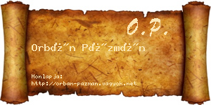 Orbán Pázmán névjegykártya